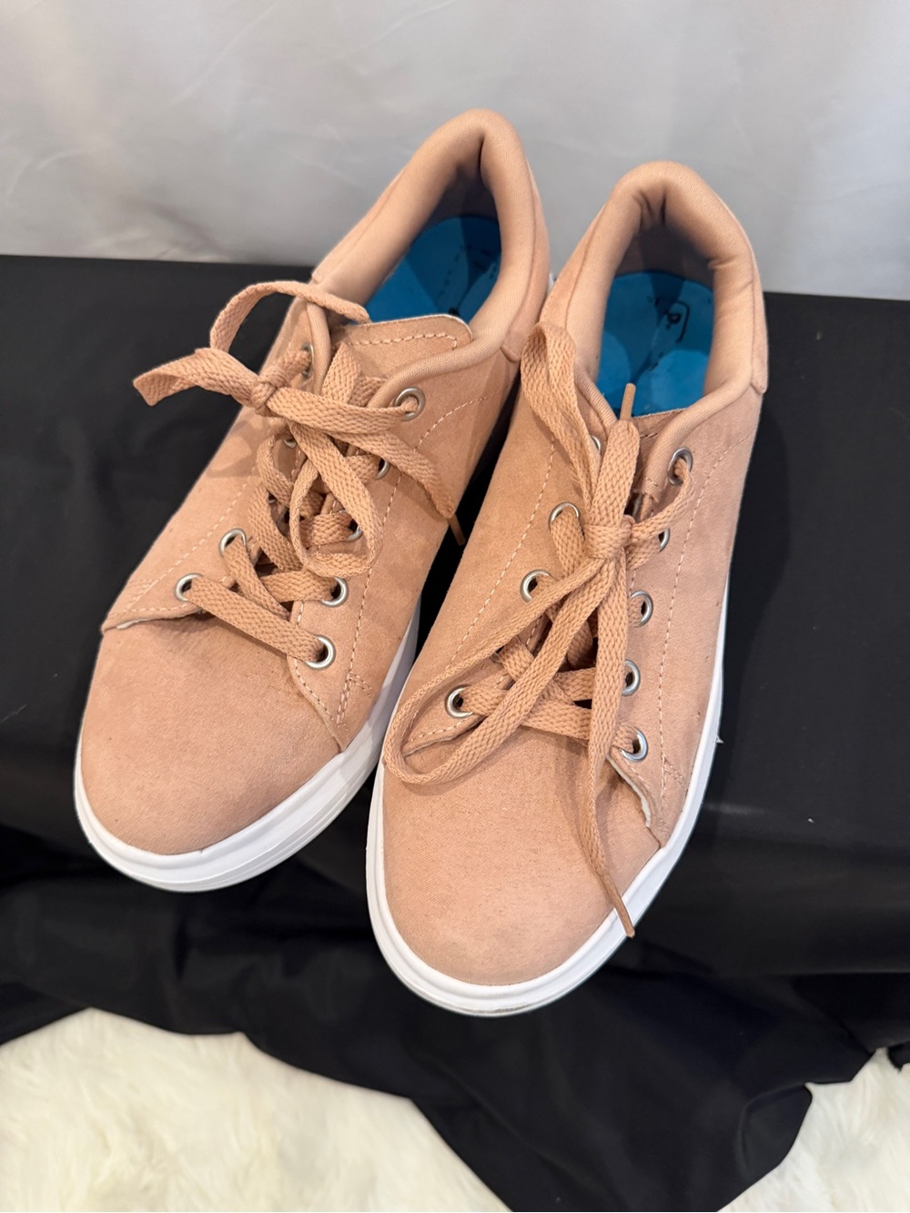 Women's Lace-Up Suede Sneaker in Blush